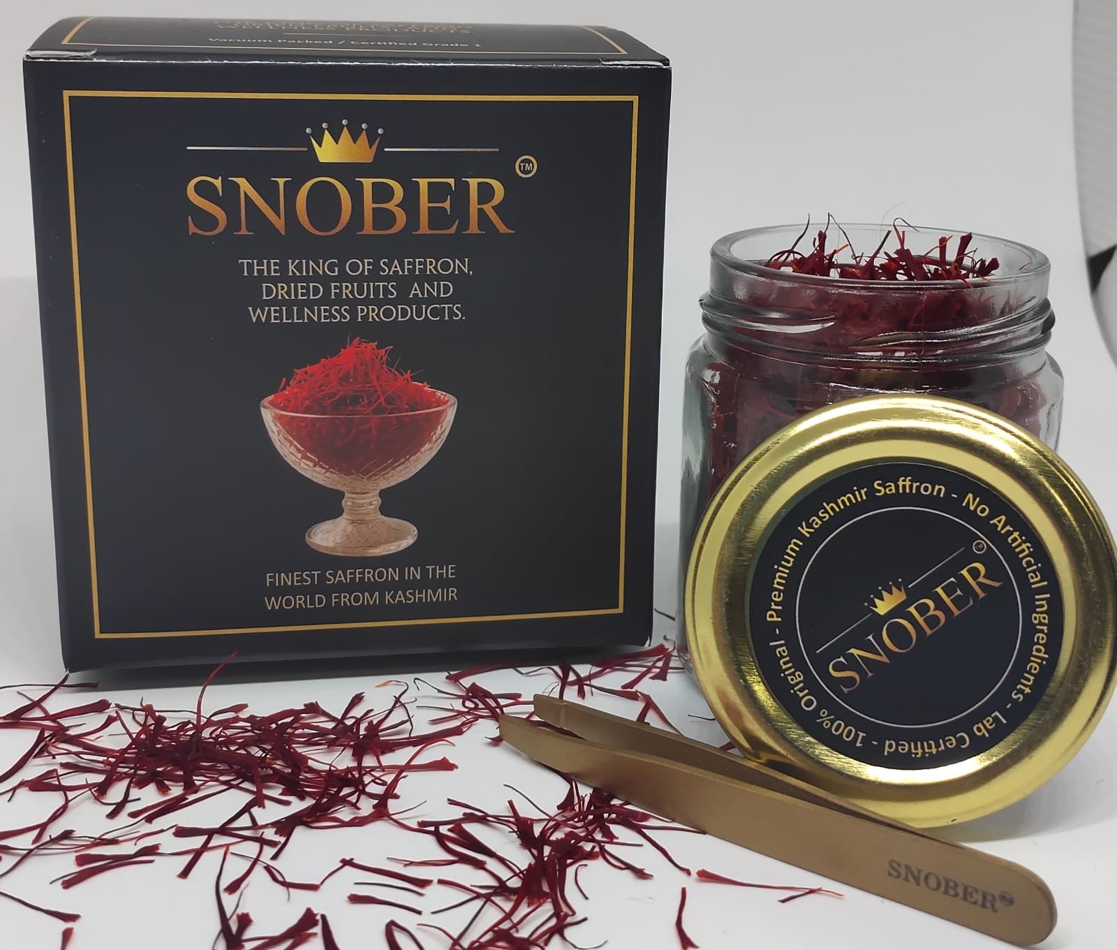Snober Saffron - Lab Certified - Pure Kashmir Kesar - Grade 1 - 15g (Best Seller)